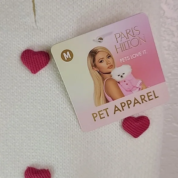 Paris Hilton 3D HEART VALENTINES DAY DOG Knit Sweater - Picture 3 of 11